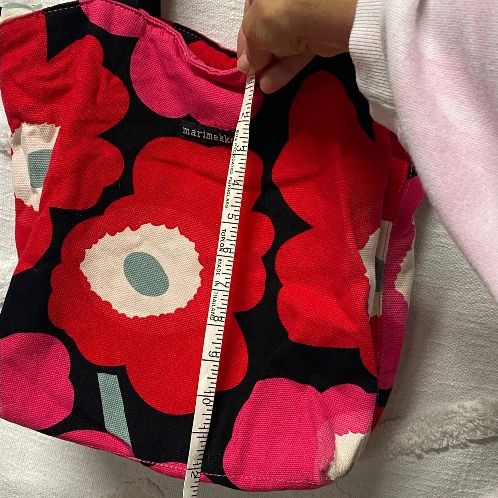 Marimekko Black and Red Canvas Floral Tote